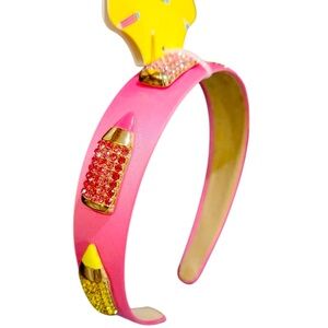 New Piper K Pink and Yellow Rhinestones Crayon Headband